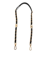 Dolce & Gabbana Black Leather Gold Chain Bag Accessory Shoulder Strap